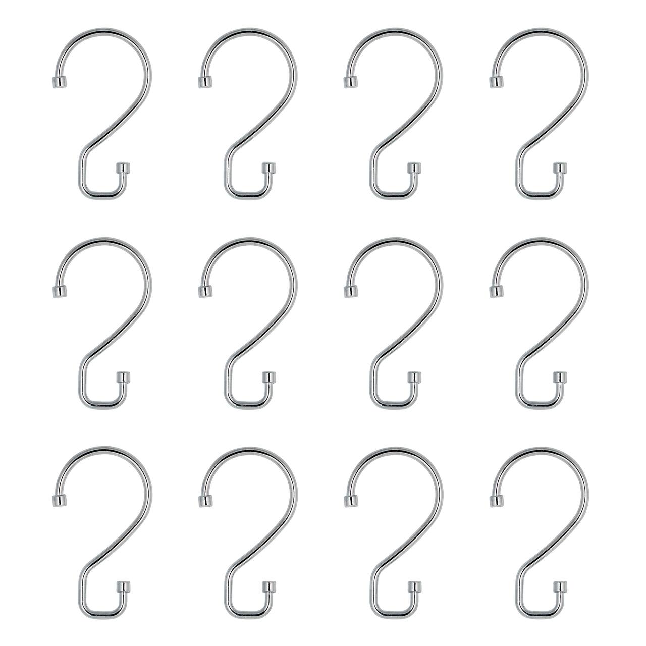 Bath Bliss Chrome 12 Piece S-Hook Shower Curtain Rings